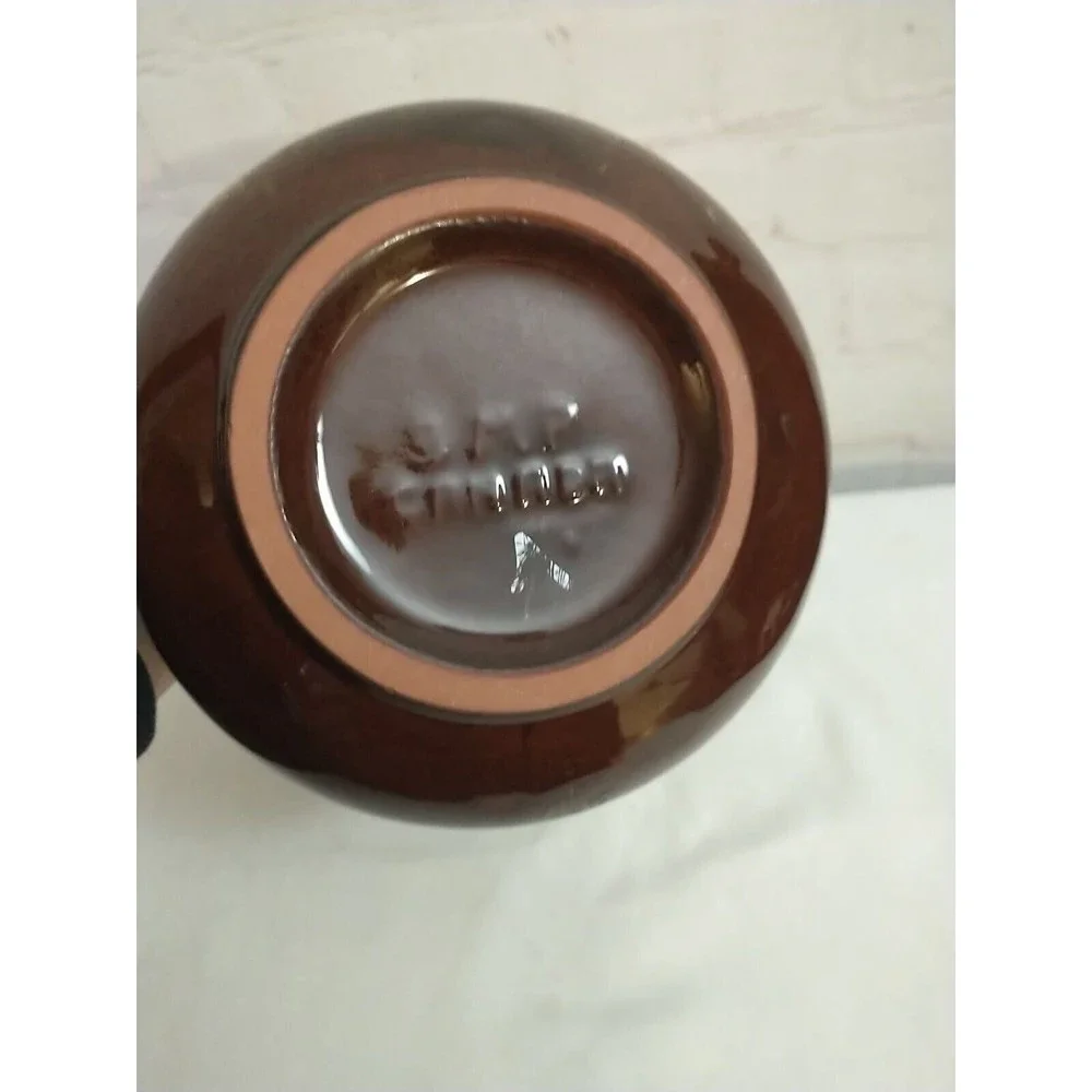Vintage MCM Blue Mountain Pottery Vase Glossy Yellow & Brown Glaze 5" - Picture 8 of 8